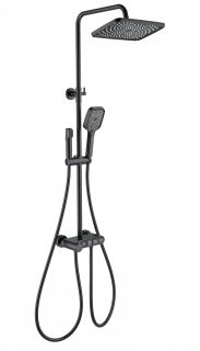 Душевая стойка Wonzon & Woghand Muse Corno WW-B3112-MB с термостатом чёрный матовый